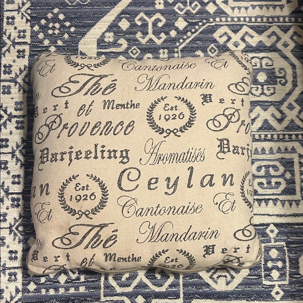 Vintage Script Throw Pillow / Greige
